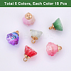 108Pcs 6 Styles Imitation Jade & Transparent Spray Painted Glass Charms GLAA-CA0001-39-4