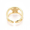 Brass Micro Pave Clear Cubic Zirconia Cuff Rings for Women KK-T074-21G-3