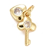 Rack Plating Brass Cubic Zirconia Pendants Findings KK-E275-17G-1