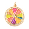 Eco-Friendly Brass Micro Pave Cubic Zirconia with Enamel Pendants X-KK-K268-33G-2