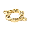 Brass Micro Pave Clear Cubic Zirconia Hollow Flower Connector Charms KK-L229-058G-2