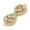 Rack Plating Brass Clear Cubic Zirconia Infinity Connector Charms KK-A234-036G-02-2