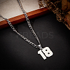 1Pc 304 Stainless Steel Figaro Chain Number Pendant Necklaces NJEW-BBC0001-28B-P-4