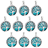 10Pcs Synthetic Turquoise Flat Round Pendants G-AR0006-25A-2