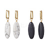 2 Pairs Synthetic Blue Goldstone & Natural Howlite Hoop Earrings EJEW-JE07000-3