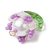 Handmade Nylon Wired Glass Beaded Pendants with Glass Pearl Round Bead and 304 Stainless Steel Flat Head Pins PALLOY-MZ00505-4