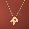 Brass Micro Pave Clear Cubic Zirconia Initial Pendant Necklaces for Women FS-WGDC51D-18-1