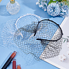 2Pcs 2 Colors Bridal Rhinestones Pearl Mesh Veil Cloth Hair Bands OHAR-BC0001-03-5