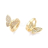 Butterfly Clear Cubic Zirconia Hoop Earrings EJEW-N054-61G-2