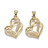 Brass Micro Pave Clear Cubic Zirconia Pendants ZIRC-A011-07G-1