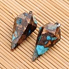 Assembled Dyed Synthetic Imperial Jasper and Bronzite Point Pendulum Pendants G-E327-09-2
