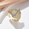 Brass Micro Pave Clear Cubic Zirconia Cuff Rings for Women RJEW-U041-05G-1