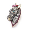 Horse's Head Alloy Rhinestone Brooches LS-JEWB-E041-18AB-01-1