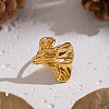Flower 304 Stainless Steel Cuff Rings for Women LS-RJEW-Z123-01G-2