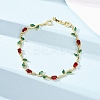 Brass Micro Pave Cubic Zirconia Link Chain Bracelets for Women BJEW-K292-01G-2