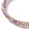 Round Natural Amethyst Beaded Bracelet BJEW-TA00038-02-4