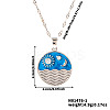 Elegant Brass Marine Blue Enamel Wave Sun Moon Pendant Necklaces WB9731-1-2