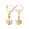 Clear Cubic Zirconia Maple Leaf Dangle Hoop Earrings EJEW-B017-01G-2