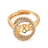 Flower Brass Micro Pave Cubic Zirconia Cup Peg Ring Settings for Half-drilled Beads KK-NH0009-06G-2