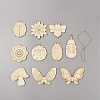 60Pcs 10 Style Spring theme Butterfly/Ladybird/Flower Unfinished Wood Pieces DIY-CJC0012-01-2