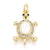 Brass Micro Pave Clear Cubic Zirconia Pendants KK-N268-14G-1