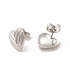 Heart Rack Plating Brass Stud Earrings for Women EJEW-H091-28P-2