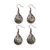 Natural Green Aventurine Teardrop Dangle Earrings EJEW-B055-02R-24-1