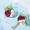 2Pcs 2 Style Cloth & Plastic Imitation Rose Boutonniere & Wrist Corsages AJEW-CP0005-93-3