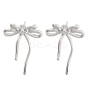 Bowknot Brass Pave Clear Cubic Zirconia Stud Earrings for Women EJEW-S216-02C-P-1