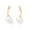 Round Brass Clear Cubic Zirconia Stud Earrings KK-D301-17G-2