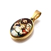 Religion Theme 304 Stainless Steel Pave Epoxy Pendants STAS-K256-29G-03-2