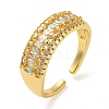 Rack Plating Brass Micro Pave Cubic Zirconia Open Cuff Rings RJEW-K266-04B-G-1