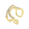 Rack Plating Brass Micro Pave Cubic Zirconia Cuff Rings RJEW-D025-10G-1