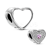 TINYSAND Rhodium Plated 925 Sterling Silver Personalized Dual Hearts Charm Cubic Zirconia European Beads TS-C-144-2
