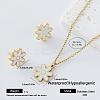 304 Stainless Steel Enamel Flower Pendant Necklace & Stud Earrings Set for Women BR4315-7-1