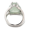 Natural Green Aventurine Teardrop Adjustable Rings RJEW-K241-03P-13-2