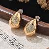 Teardrop Brass Micro Pave Clear Cubic Zirconia Stud Earrings EJEW-K286-07G-02-1