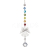 Chakra Glass Beads & Brass Angel Hanging Suncatchers HJEW-JM04685-2