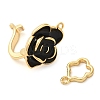 Brass with Black Enamel Fold Over Clasps KK-G505-20G-2