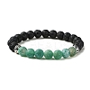 Natural Dyed Crackle Agate & Lava Rock Round Beaded Stretch Bracelet BJEW-TA00444-04-1