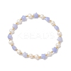 Natural & Synthetic Gemstone & Natural Cultured Freshwater Pearl & Brass Beads Stretch Bracelets for Women BJEW-JB12814-4
