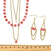 Rondelle 304 Stainless Steel & Glass Beaded Layered Necklace and Earring Set Set for Women SJEW-JS01384-4