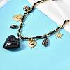 304 Stainless Steel & Acrylic Black Heart Pendant Bib Necklaces for Women NJEW-A063-04G-5