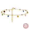 925 Sterling Silver Anklets AJEW-Z029-30G-1