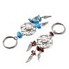 8Pcs 4 Color Alloy Natural Gemstone Pendant Decorations KEYC-AL0010-2