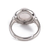 Natural Rose Quartz Round Adjustable Rings RJEW-K271-04P-09-4