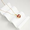 Brass Micro Pave Clear Cubic Zirconia and Red Resin Scared Heart Pendant Necklaces for Women FS-WG476F5-01-5