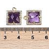 Natural Amethyst Faceted Square Charms G-I375-06G-01-3