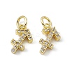 Real 18K Gold Plated Brass Micro Pave Clear Cubic Zirconia Charms KK-E068-VB411-9-2