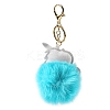 Imitation Rex Rabbit Fur Ball & PU Leather Unicorn Pendant Keychain LS-KEYC-K018-01KCG-01-2